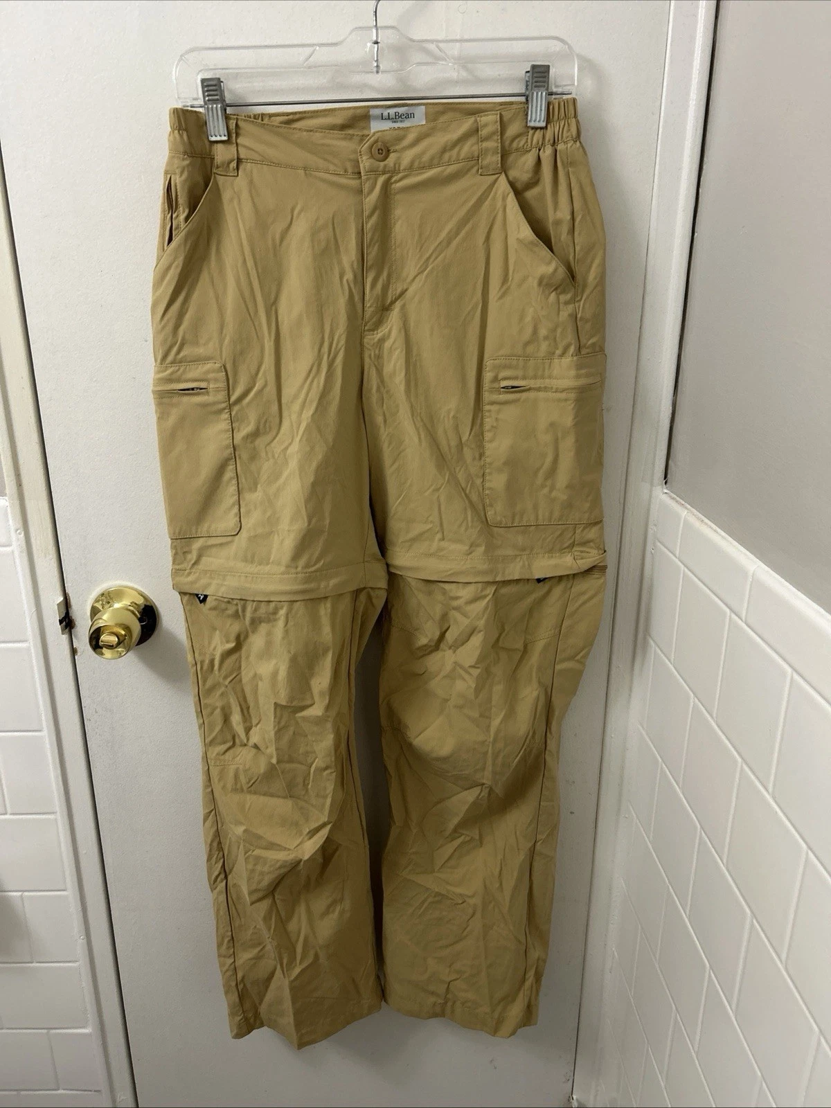 LL Bean Cresta Hiking Zip Off Pants Mens XS Tan Convertible Cargo 293462