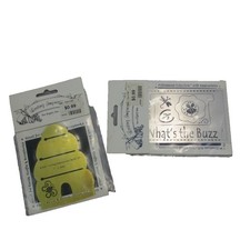 NOS Vintage Lasting Impressions 2 Honey Bee Whats the Buzz Beehive Hive Stencils