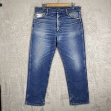 Vintage Wrangler 13MWZ Jeans Mens 36x30 Made in USA 80s 90s Cowboy Whisker Fade