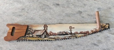 Vintage Hand Painted Saw Blade Wall Art Home Decor 6'' Farmhouse Cottagecore mini