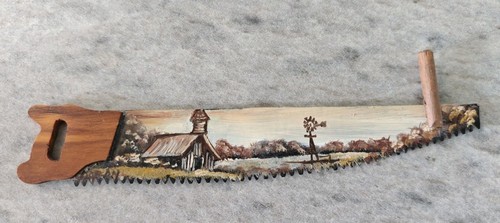 Vintage Hand Painted Saw Blade Wall Art Home Decor 6" Farmhouse Cottagecore mini