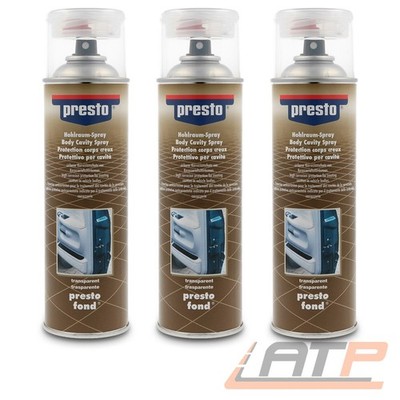 3x 500ml PRESTO HOHLRAUM KORROSIONS ROST SCHUTZ VERSIEGELUNG TRANSPARENT SPRAY