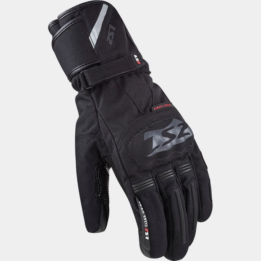 LS2 SNOW TEXTILE MOTORCYCLE GLOVES BLACK X-LARGE
