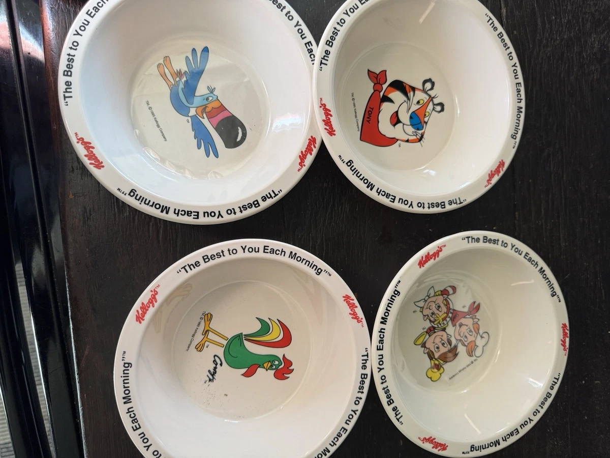 Kelloggs Cereal Bowls Plastic Variety Set of 4 Vintage 1995 With