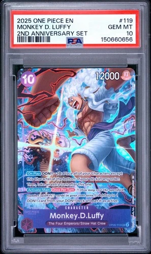 One Piece CCG Monkey D.Luffy ENG 2nd Anniversary Set OP05-119 PSA 10 Gem Mint