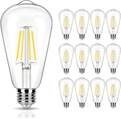 12 Pk Vintage Dimmable LED Light Bulbs E26 Edison Bulbs 40 Watt 4000K Cool White