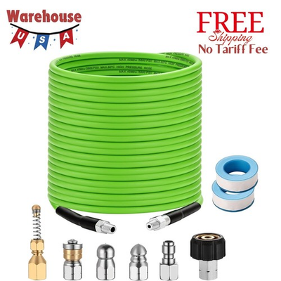 #ad Pressure Washer Sewer Jetter Kit 100Ft X1 4quot; Hydro Drain Jetter Cleaner Hose $55.99