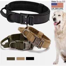 Nylon Dog Collar Tactical Heavy Duty Military With Metal Buckle Adjustable M-XL