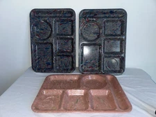 Lot of 3 Texas Ware Lunch Trays 6-Compartment Tan Mix Speckled Confetti