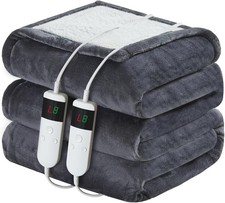 Electric Heated Blanket Queen 84''x90'' Soft Flannel  Sherpa Electric Blanket