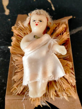 Ancien Santon   "JESUS EN CIRE SUR SON LIT" - Taille 5,5 - 8 cm