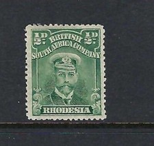 BSAC Rhodesia KGV 1913 ½d Admiral Green SG186-189 Perf 14. MH.