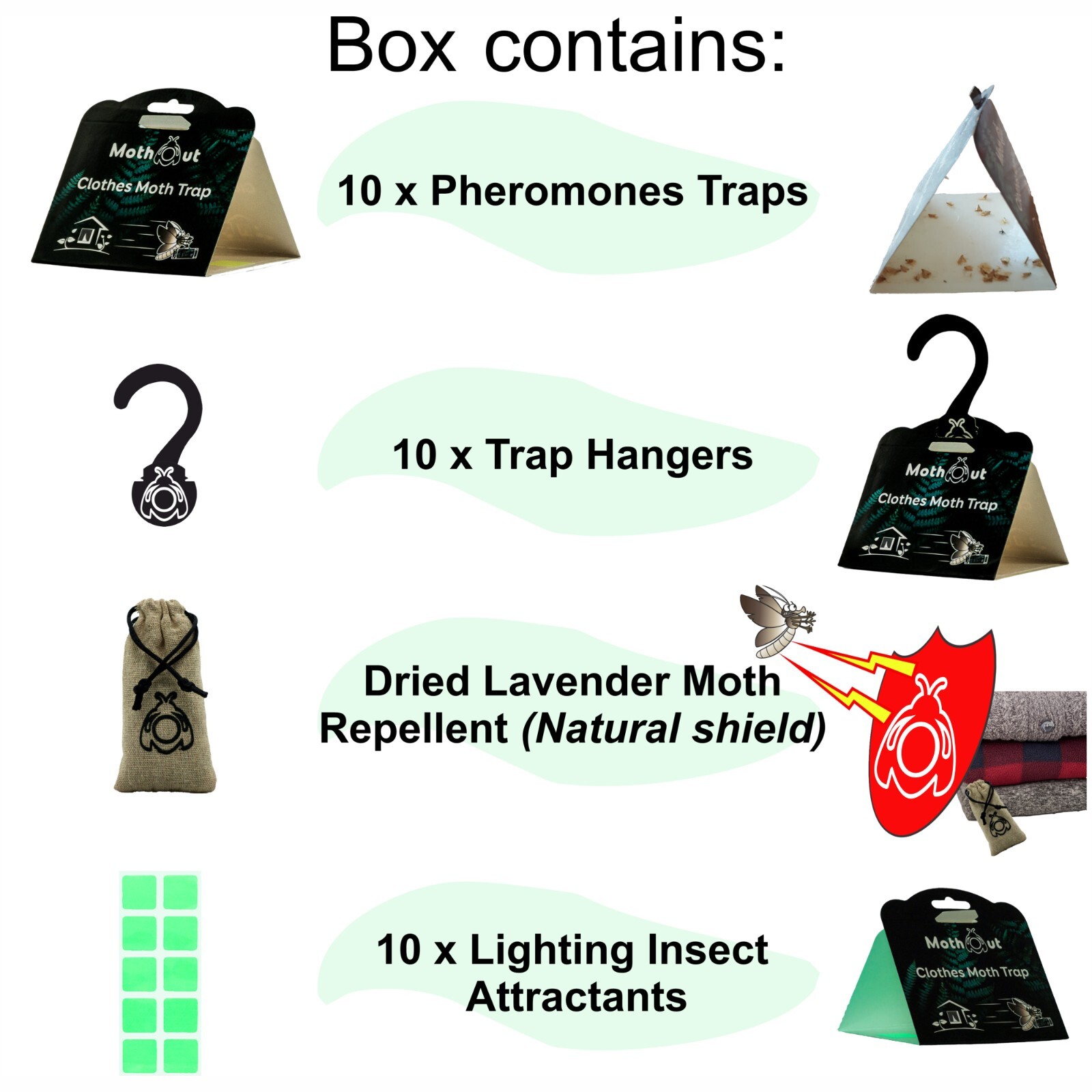 MothOut 10 Pheromone Clothes Moth Traps, Carpet Moth Killer, Anti Moth