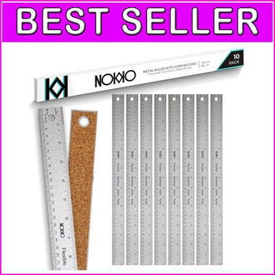 Multi-Purpose 18-Inch Stainless Steel Ruler with Cork for Accurate Measurements