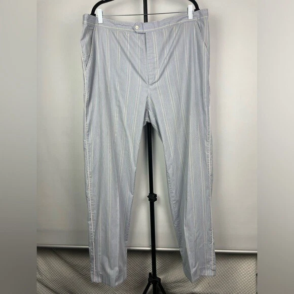Christian Dior Monsieur pantaloni pieghettati a righe con spilla colorata blu pastello TAGLIA XL