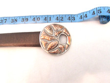 CHICO'S 100 BLACK LEATHER FRONT SIZE MEDIUM/LARGE 43"x1 1/4" BELT