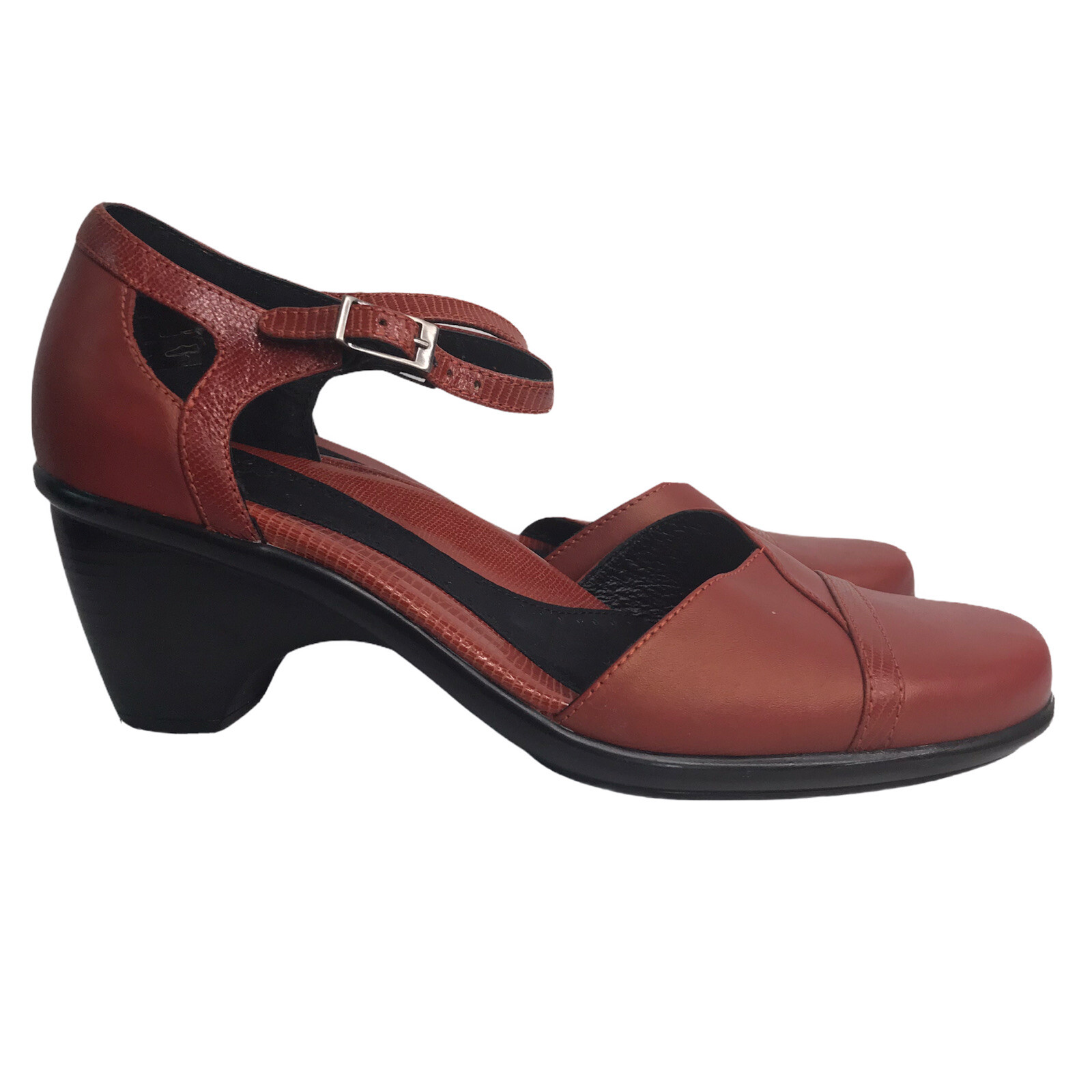 DANSKO Rust Brown Mary Jane Clogs Shoes Heels 39 Closed Toes Ankle Strap