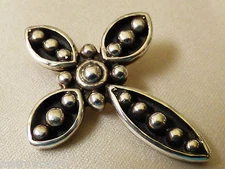 Sterling Silver 925 "CA" artist signed Cross Slide Pendant 