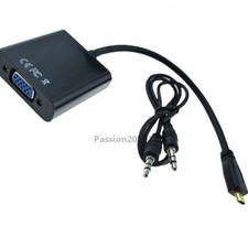1080P HDMI Micro Male to VGA Female Video Converter Adapter 3.5mm Audio Cable PC