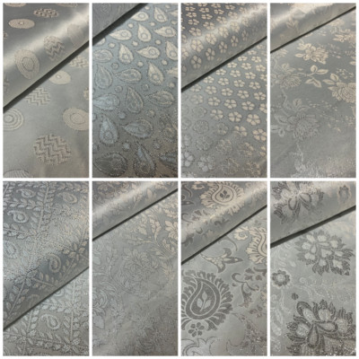 7,50 £ weiß silber Blumen geometrisch gemischt Banarsi Brokat Stoff 111 cm M1691