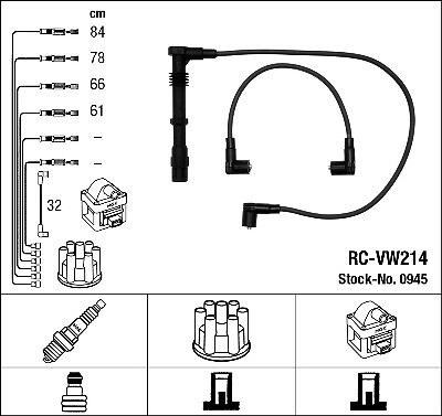 0945 NGK Ignition Cable Kit for SEAT,VW