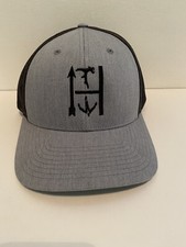 Richardson Gray And Black Mesh Back Trucker Hat with Hunting Logo