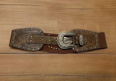 Montana West Country Western Bling Rhinestone Brown Wide Belt