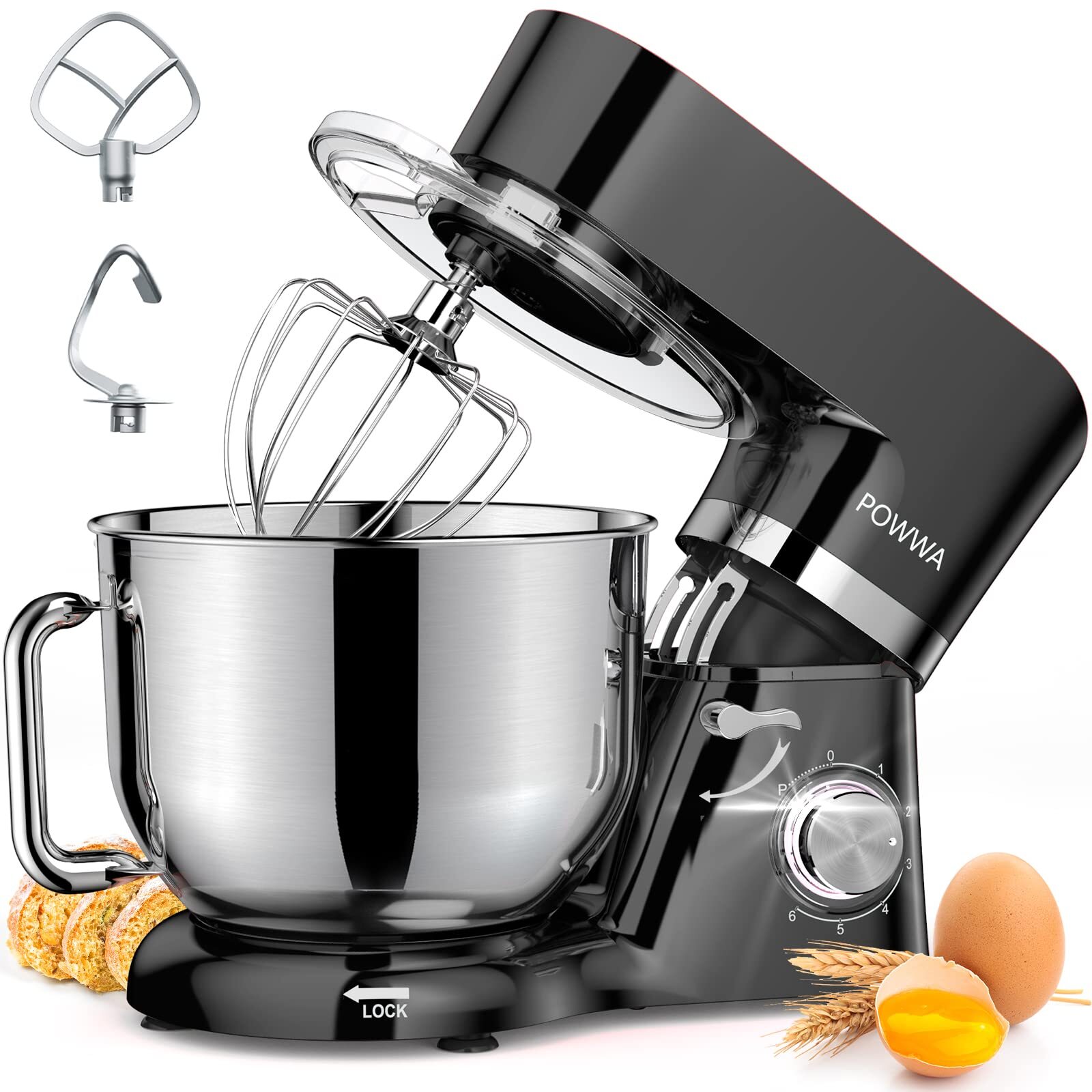 6.5QT 660W Tilt-Head Stand Mixer with 6+1 Speed for Baking-image