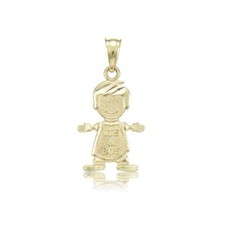 14K Solid Yellow Gold It's A Boy Pendant - Polished Necklace Charm Child Baby