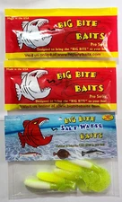 LOT OF 3 BIG BITE BAITS  Worms Fortified w/Bite Juice 5-6 inch 4-5 per Package