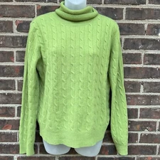 Madison Studio Size L 100% Cashmere Kermit The Frog Green Sweater Long Sleeves