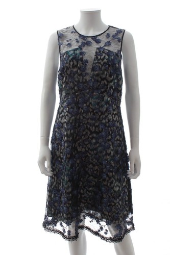 Robe Tunique Bleue Femme Sans Manches Motif Floral - YUKI Taille T.U