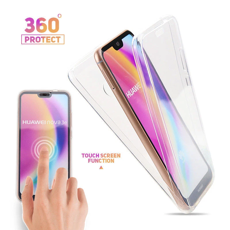 Funda protectora trasera híbrida de cuerpo completo transparente a prueba de golpes 360° cubierta de pantalla para teléfono Foto 2 de 4