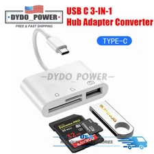 USB C 3 in 1 Hub Converter Type-C Adapter SD Card Reader Fits MacBook Pro Laptop