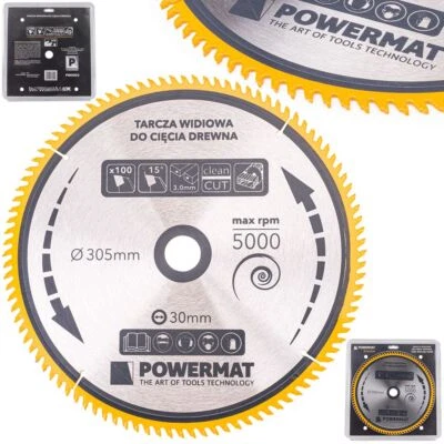 POWERMAT Trennscheibe Holz 305mm Sägeblatt Kreissägeblatt 100-Zahn 305x30 Kunststoff TCT