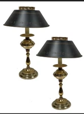 Pair - Vintage Underwriter Laboratories Brass Tole-Ware Port Table Lamps 24"