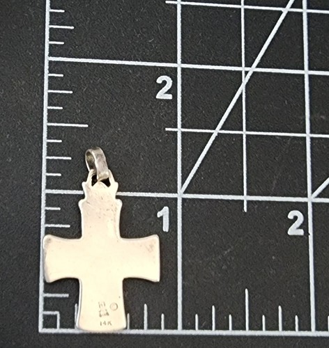 Retired James Avery 14kt Gold Cross / Crown Sterling Silver Pendant Unisex - 第 4/4 張圖片