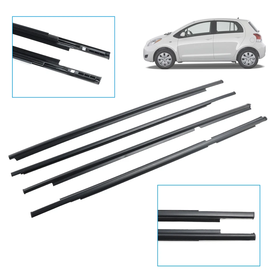 Moldura de resistente al clima de vidrio para puerta exterior 4 piezas para Toyota Yaris Vitz 2005-2010 EE. UU. Foto 3 de 4
