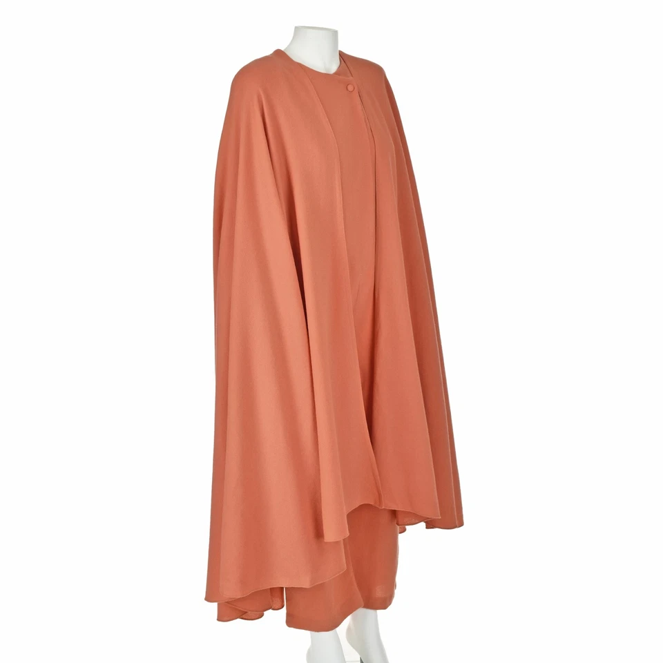 Mono de crepé de lana coral vintage de los años 80 MIMI TRUJILLO y capa a juego talla pequeña Foto 4 de 4
