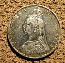 GREAT BRITAIN 1887 DOUBLE FLORIN SILVER COIN KM # 763