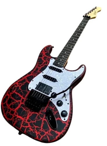 NEW RED KRACKLE SHREDDER ELECTRIC GUITAR WITH FLOYD ROSE-style locking bridge