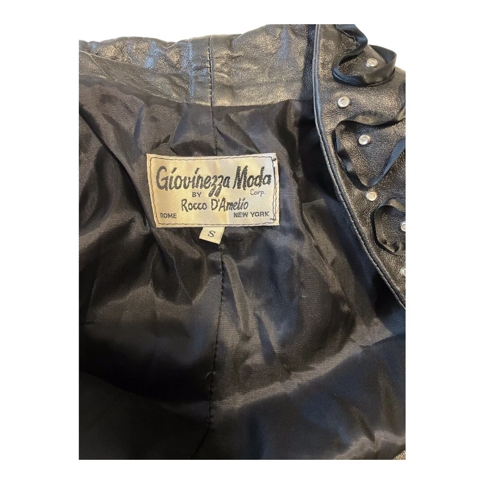 Giovinezza Moda by Rocco D'Amelio Women's Black Leather Jacket, S - Image 4 of 4