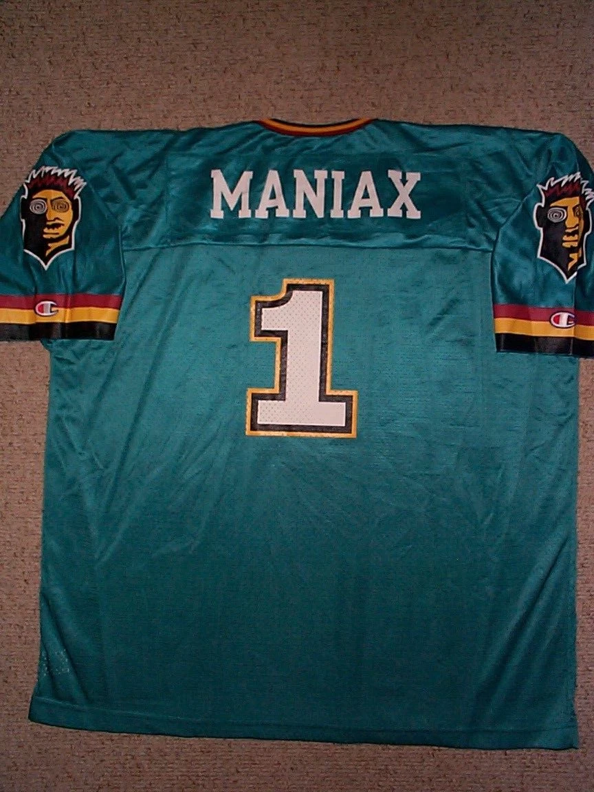 XFL メンフィスMANIAX　1 ユニフォーム 古着 Vintage XFL Memphis Maniax #1 Champion Football Jersey Rare Adult