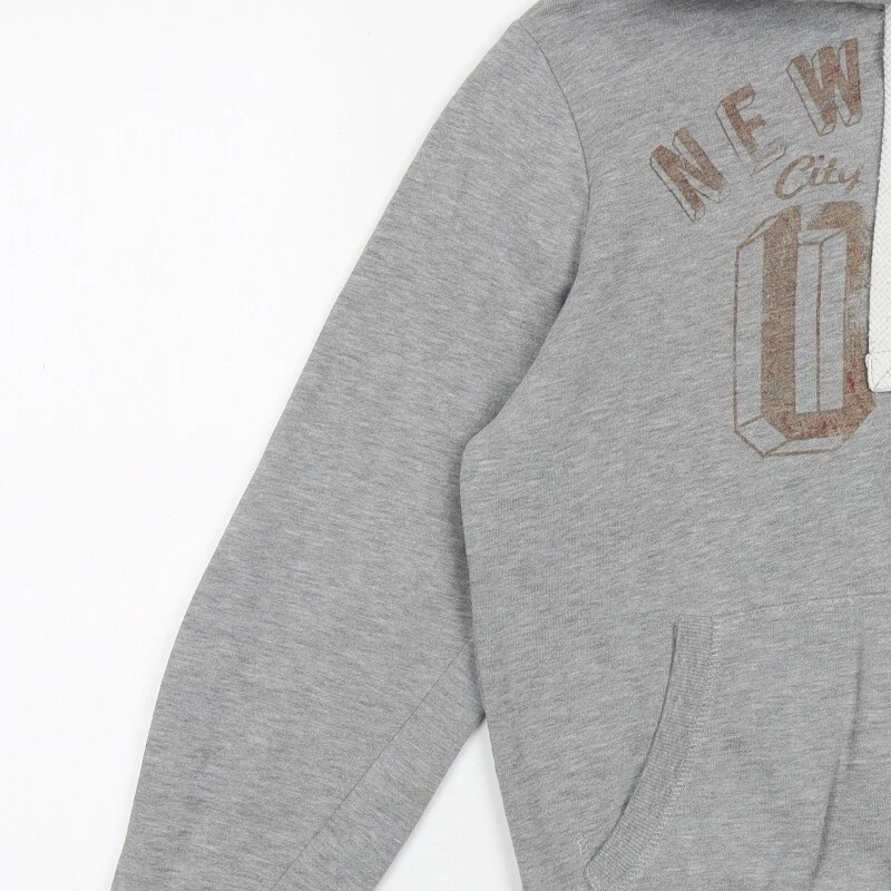 VETEMENTS Felpa con cappuccio e zip intera Authentic Apparel uomo grigio misto poliestere taglia S New York