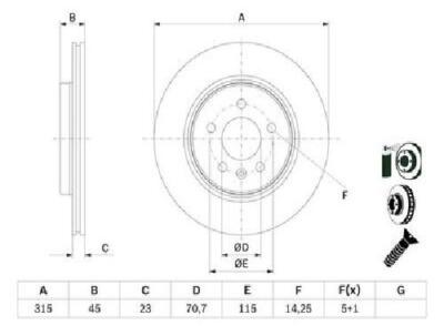 Original Bosch brake disc 0 986 479 F85 for Opel