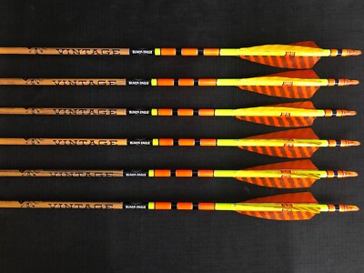 Black Eagle Vintage 350 .005 Fletched/Crested Arrows 1/2 Dozen BRAND NEW