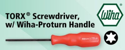 T40 TORX SCREWDRIVER w/ WIHA-PROTURN HANDLE -WIHA ITEM NO. 7845551(FT)