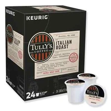 New ! 4 boxes Tully's Italian Roast Coffee K-Cups 24 cups per a box exp 07/2026