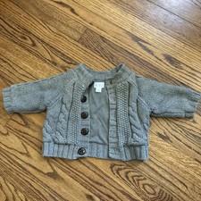 Vintage Children  s Place Grey Button Cable Knit Sweater 3-6 Months Cardigan