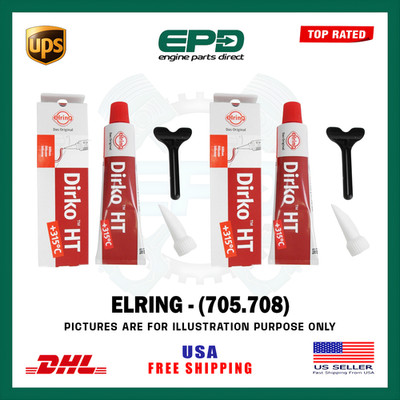 x2 Elring Dirko HT 705.708 Gasket Sealant 70ml Red 315 Degree Silicone Engine
